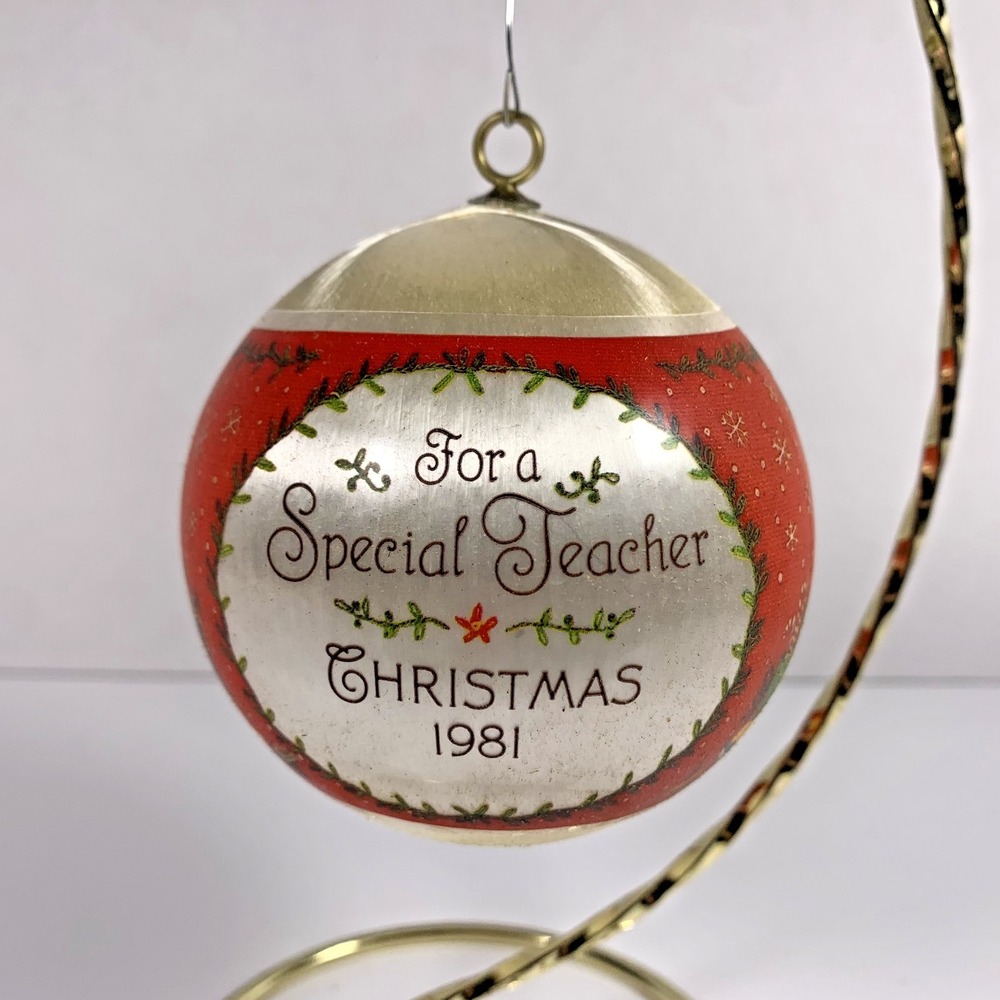 Hallmark 1981 Vintage Special Teacher Ornament Satin Ball